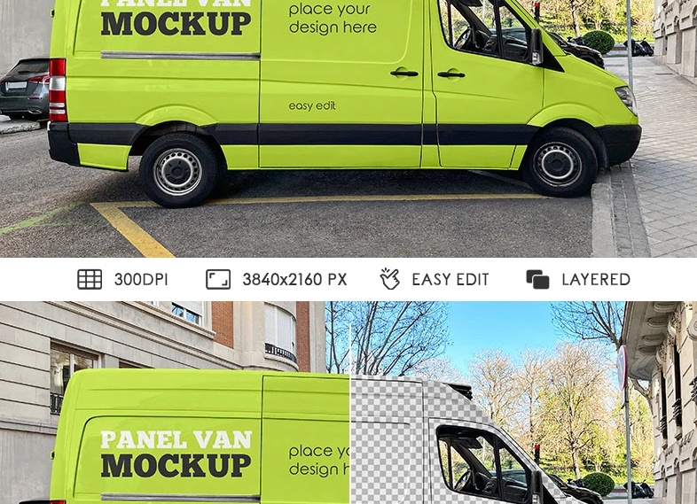 Бесплатный мокап фургона для дизайна psd