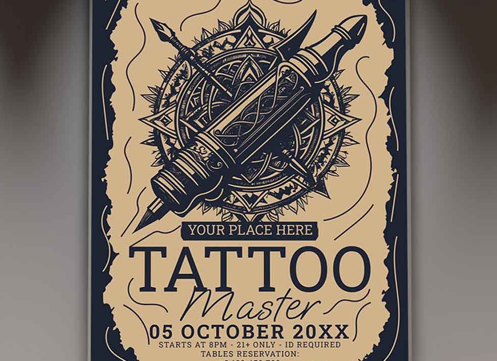 Шаблон постера с тату psd