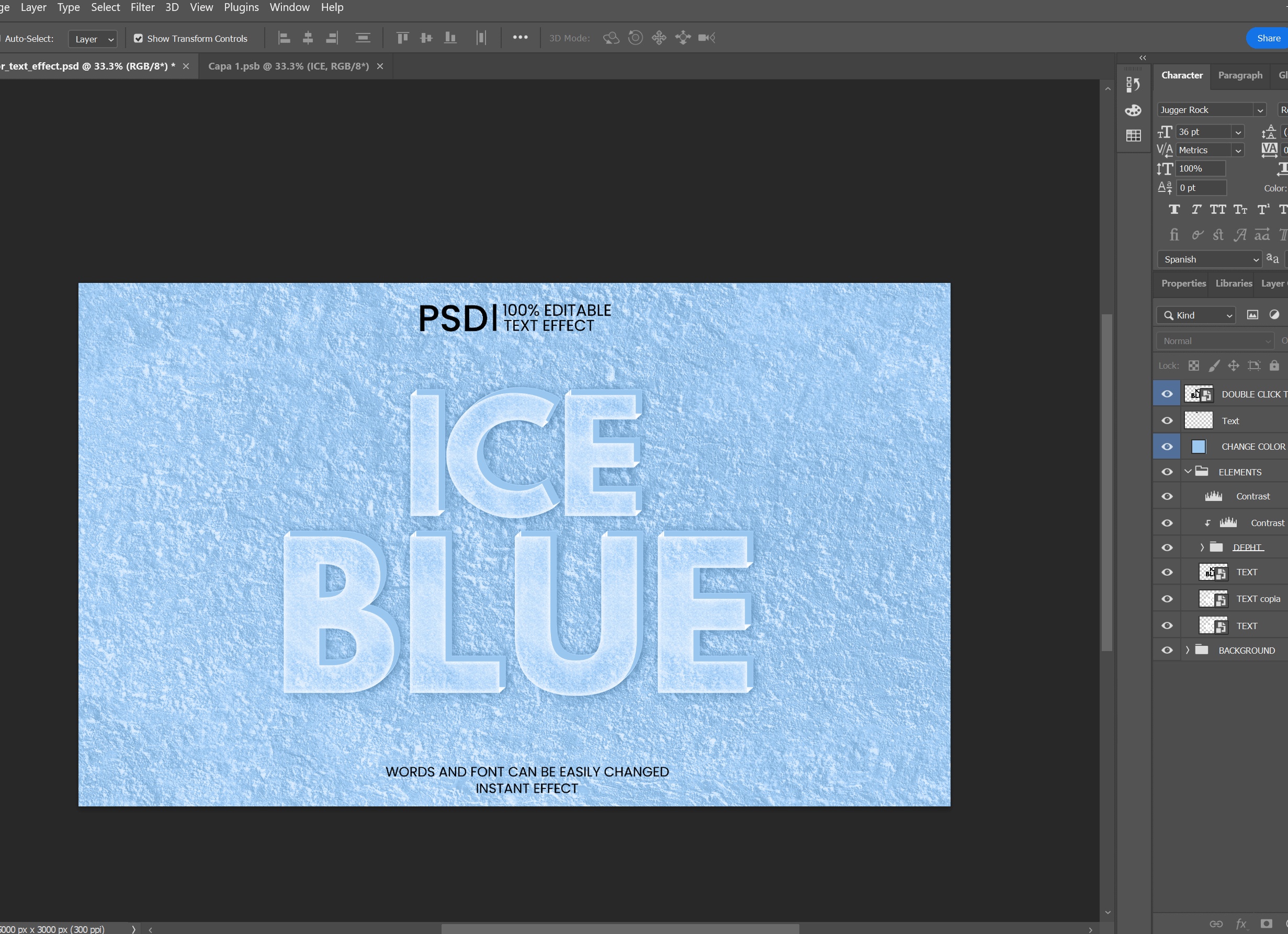 Текстовый эффект со слоями psd